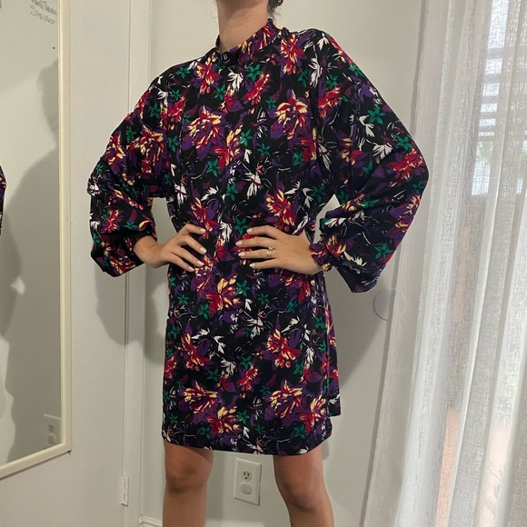 Zara loose comfy dress with flowers turtle neck - Picture 2 of 4